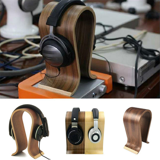 Universal U Shape Wood Headphone Stand Earphone Hanger Display Shelf Rack Bracket Desk Portable Earphone Accessories 2 Colors